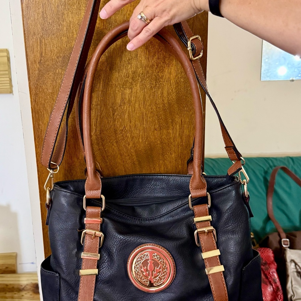 Black and Brown Leather Celtic Handbag